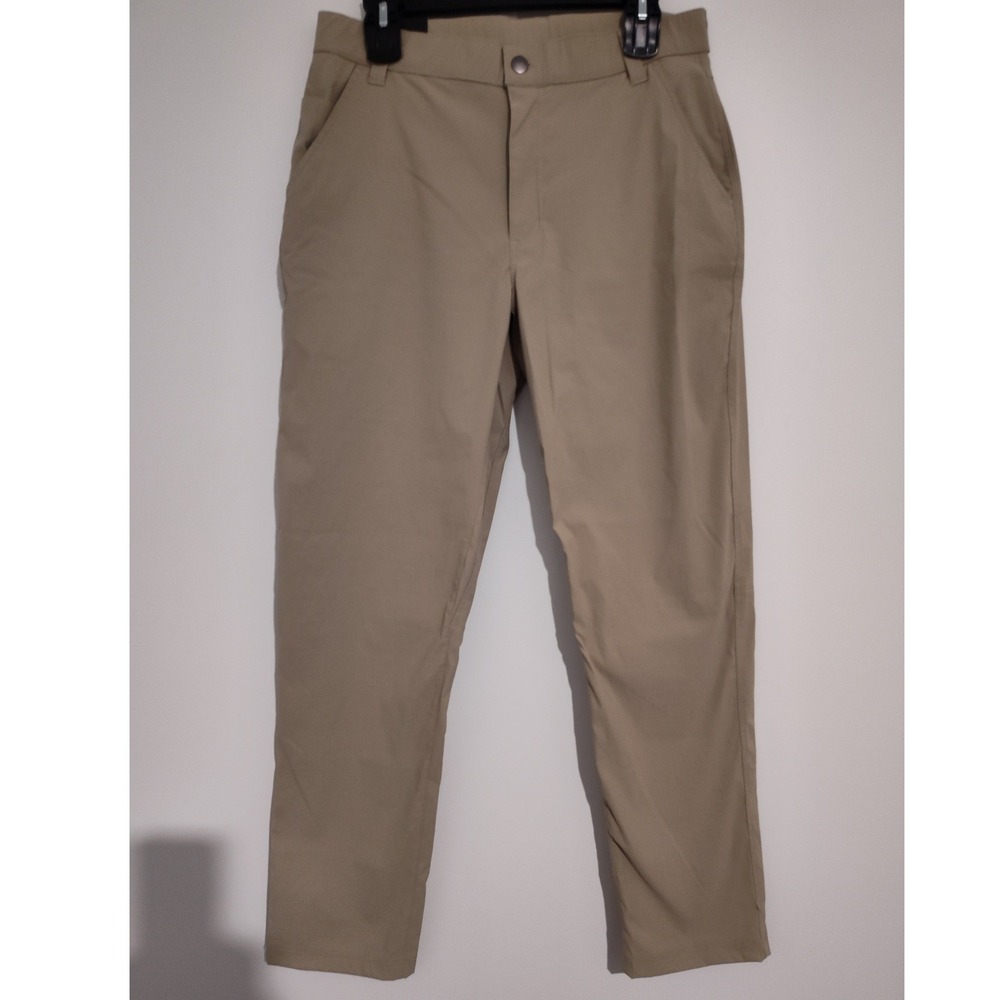 Puli Mens Stretch Woven Pants 32x30 Stone Khaki Waterproof UPF 50+ Hiking Travel